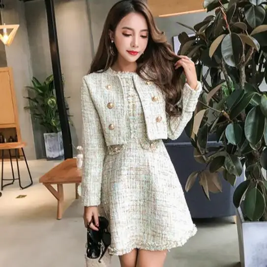 2020 Новый подиумный твидовый комплект из 2 предметов дизайнерское зимнее женское