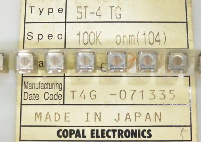 

Япония наука Po COPAL ST-4TG SMD обрезки потенциометры Подлинная Оригинал 100K