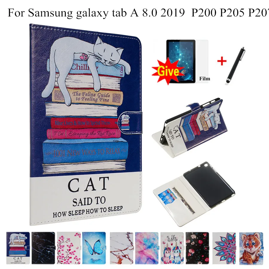 Чехол для Samsung galaxy tab A 8 0 2019 чехол планшета P200 P205 P207 из искусственной кожи с