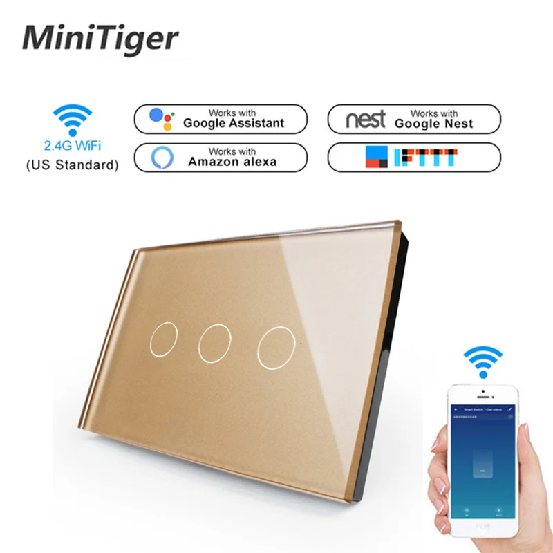 Minitiger US стандартный wifi умный сенсорный переключатель приложение беспроводной