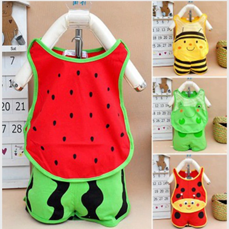 Летние комплекты одежды для маленьких мальчиков и девочек новорожденных 1 арбуз 2