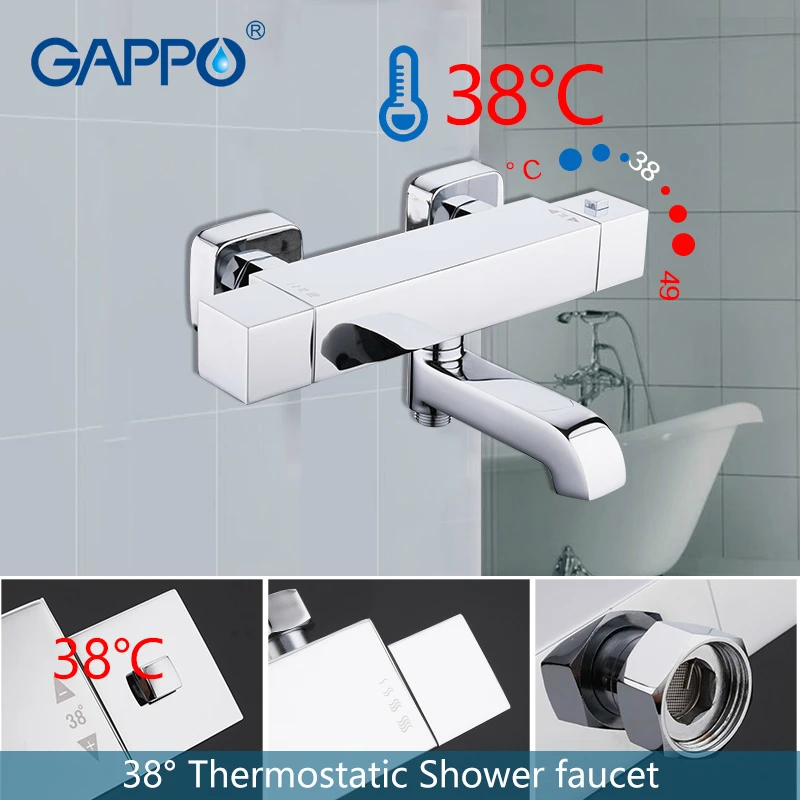 gappo sanitary ware suite bathroom thermostatic shower tap set bathtub faucet main body bath shower mixer shower system set free global shipping