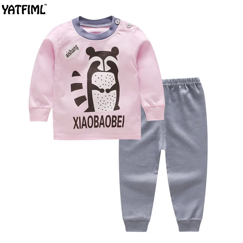 YAFIML 2017 Autumn Winter pajamas for girls boys toddler baby set Children sleepwear top+pants 2pcs 100%cotton knitted |