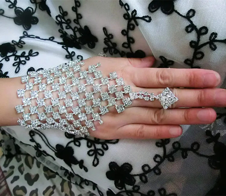 Новый роскошный свадебный ювелирный браслет-цепочка для невесты с кристаллами