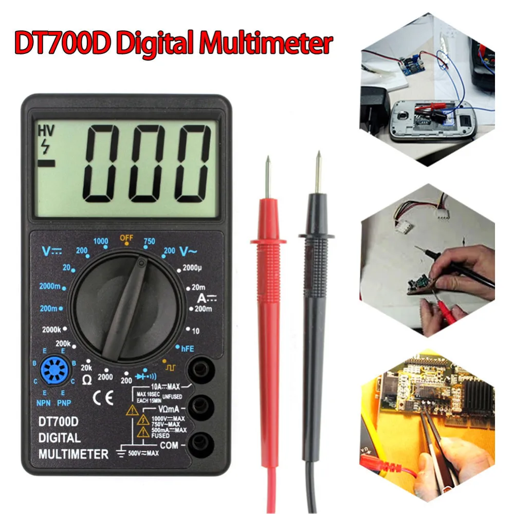 DT700D мини цифровой мультиметр зуммер квадратная волна выход Ампер напряжение ом