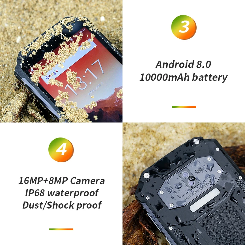 OUKITEL WP2 IP68 Водонепроницаемый NFC Смартфон 6," 18:9 MT6750T Восьмиядерный 4 Гб ОЗУ 64 Гб ПЗУ 10000 мАч отпечаток пальца мобильный телефон