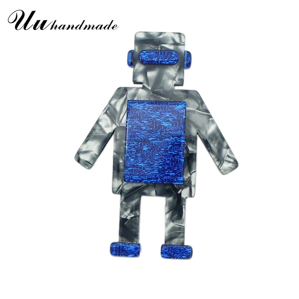 Индивидуальные блестящие броши в форме робота из акриловой ацетатной смолы|brooches