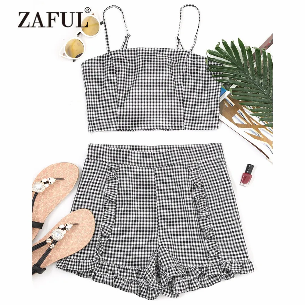 Женская плиссированная майка на молнии ZAFUL с рюшами тонких бретельках | одежда