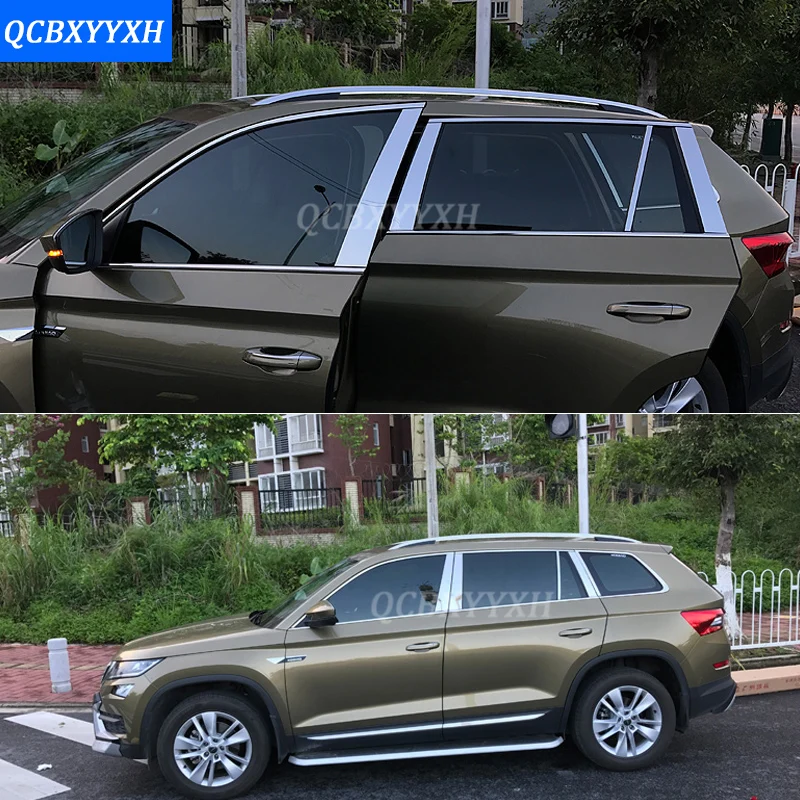 Автомобильный Стайлинг из нержавеющей стали, декоративные блестки для Skoda Kodiaq, полностью оконные хромированные Чехлы для автомобиля, хромированный стиль
