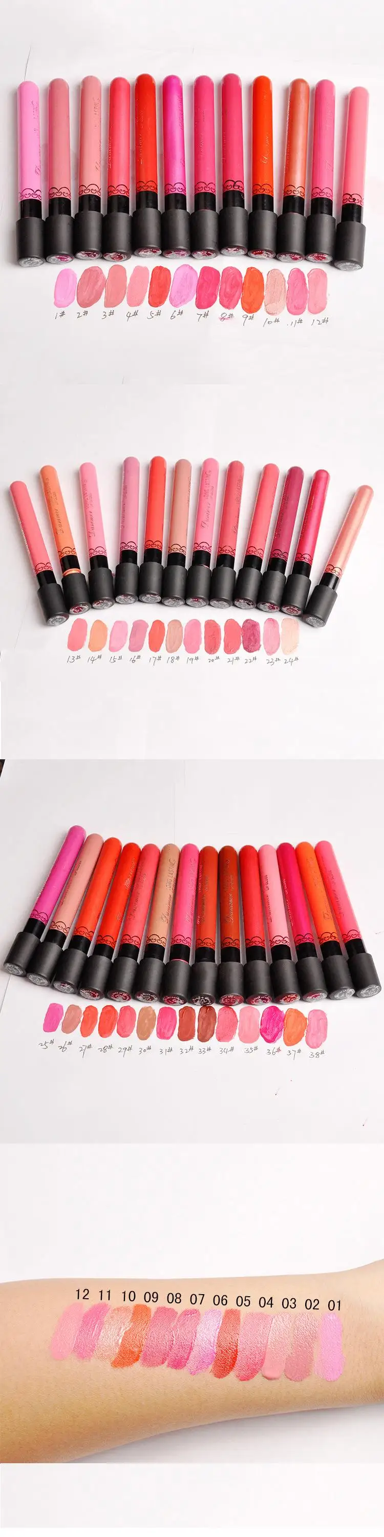 Maquillage Labiales 38 цветов жидкая матовая губная помада долговечная Pintalabios Водонепроницаемая губная помада для красоты