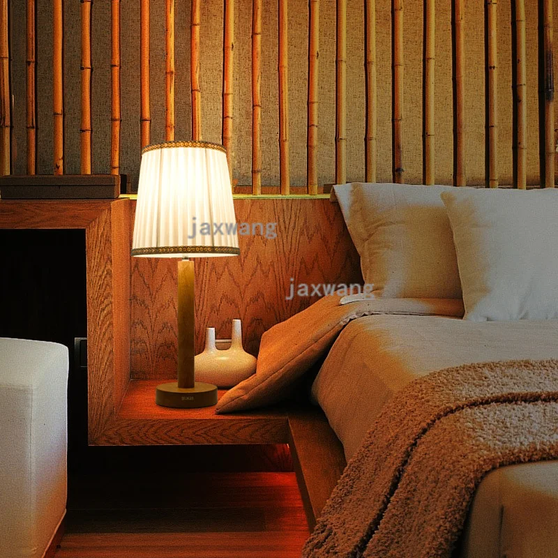 Скандинавская настольная лампа простой прикроватный Деревянный светильник для