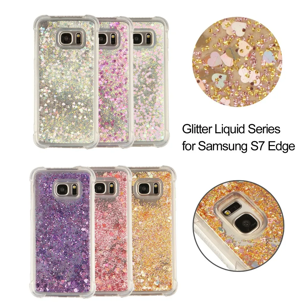 Для Samsung Galaxy S7 Edge Bling Glitter Dynamic Quicksand Liquid телефонный чехол SM-G935F SM-G935FD противоударный