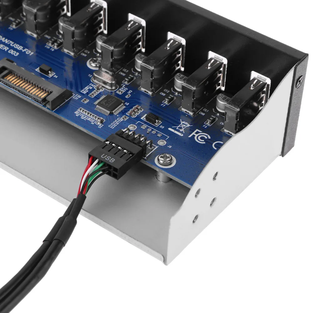 

5.25 inch 9 Pin to 7 Ports USB 2.0 Hub Computer CD-ROM Drive Bay CD ROM Front Panel with HUB Chip for Computer Box