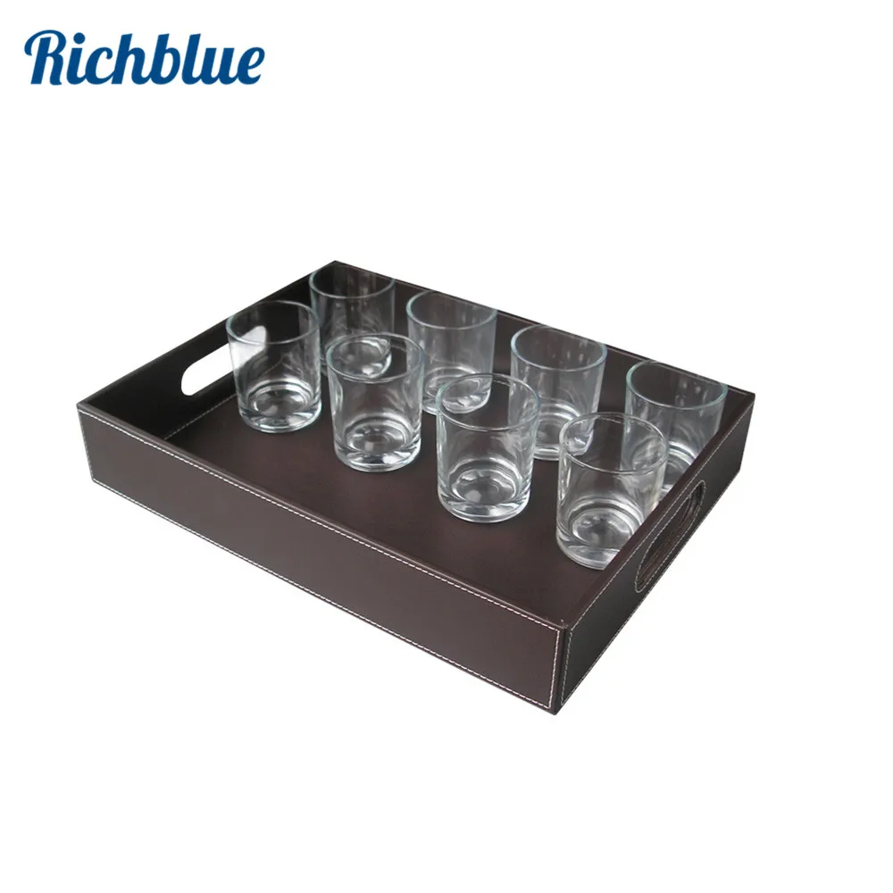 Прямоугольный поднос из искусственной кожи для офисного стола сервировочный