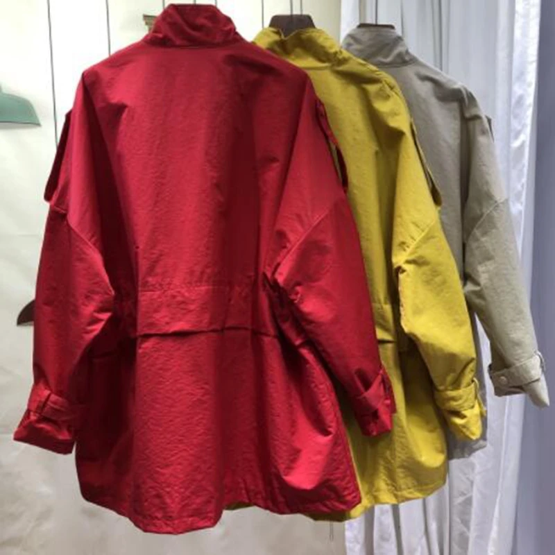 Весна и осень 2019 Популярная Новая ветровка женская Свободная Повседневная Талия