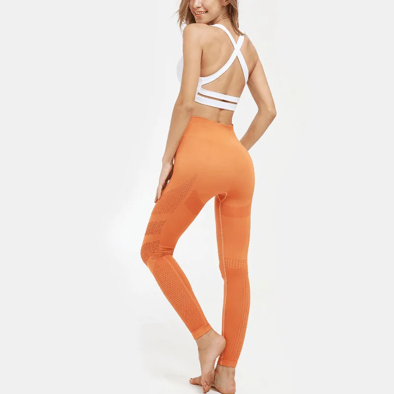 Леггинсы для йоги с высокой талией женщин пористые хип-АП фитнес спортивные