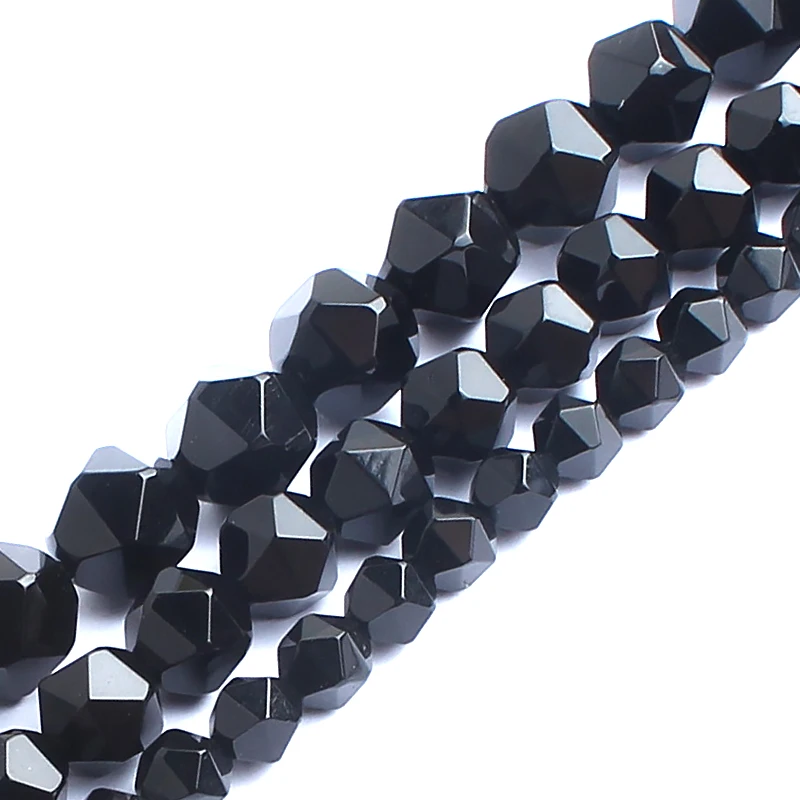 Бусины из натурального камня граненые бусины черного агата для изготовления