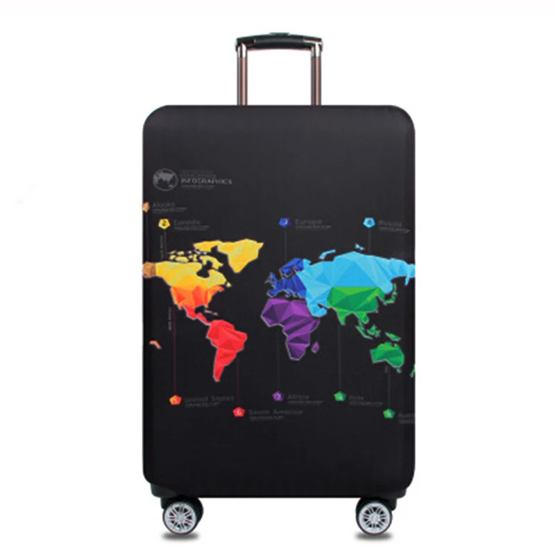 D Luggage cover Толстый эластичный багажный Защитный чехол с картой мира на молнии для 18-32 дюймов, сумка для чемодана, чехлы на колесиках, аксессуары для путешествий - Цвет: D Luggage cover