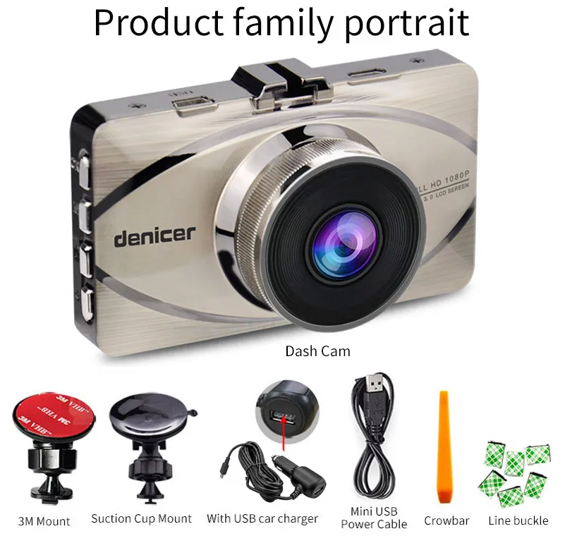 Denicer Автомобильный видеорегистратор Novatek 96655 камера Full HD 1080P Автомобильный видеорегистратор регистратор 170 градусов широкоугольная камера