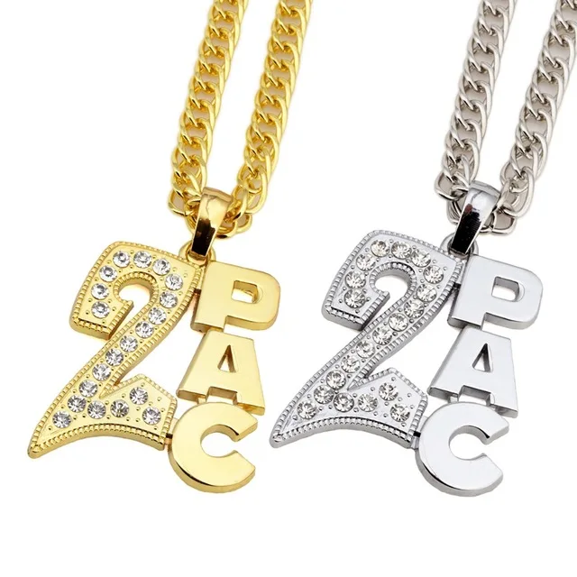 Мужские и женские золотые 2PAC Подвески Bling украшения в подарок на год хрустальные ожерелья хип хоп Шарм Франко 31,5 Дюймов цепи