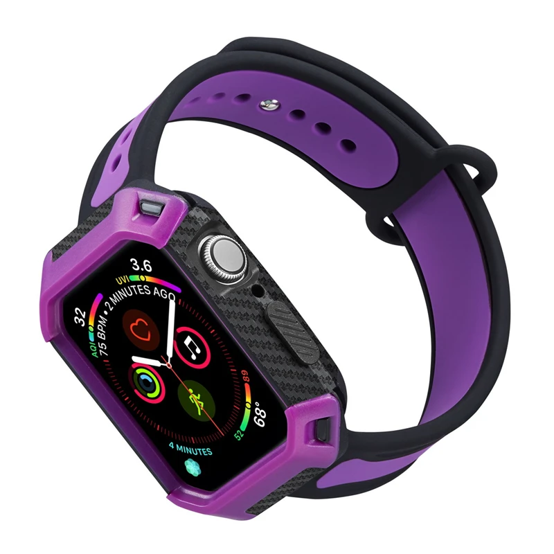 ASHEI ремешок для спортивных часов для Apple Watch Series 4 Band с чехлом 44 мм 40 мм силиконовый сменный Браслет наручный ремень для iWatch Cover