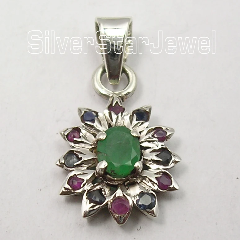 Выбор Muiltiple Chanti International. Серебряная подвеска RUBI Emeralds Sappfire см 2,3 см ювелирные изделия
