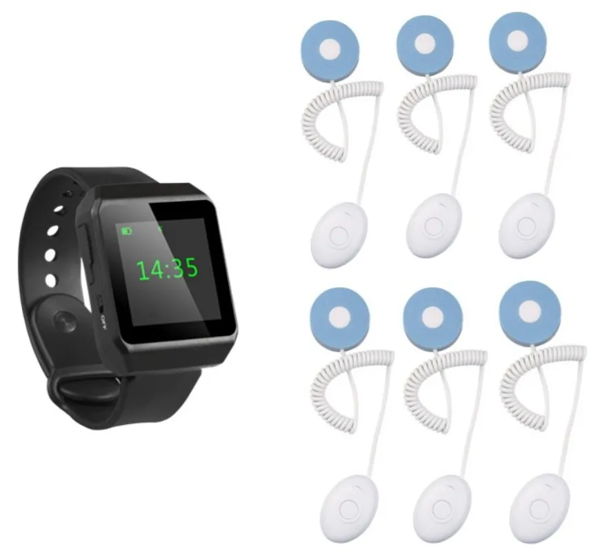 Бесплатная доставка! Беспроводная система вызова медсестры 6 шт. шнур звонок для