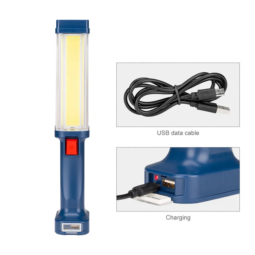 COB светодиодный рабочий свет 3 7 V 4000mAh USB фонарик для осмотра Магнитная ручная