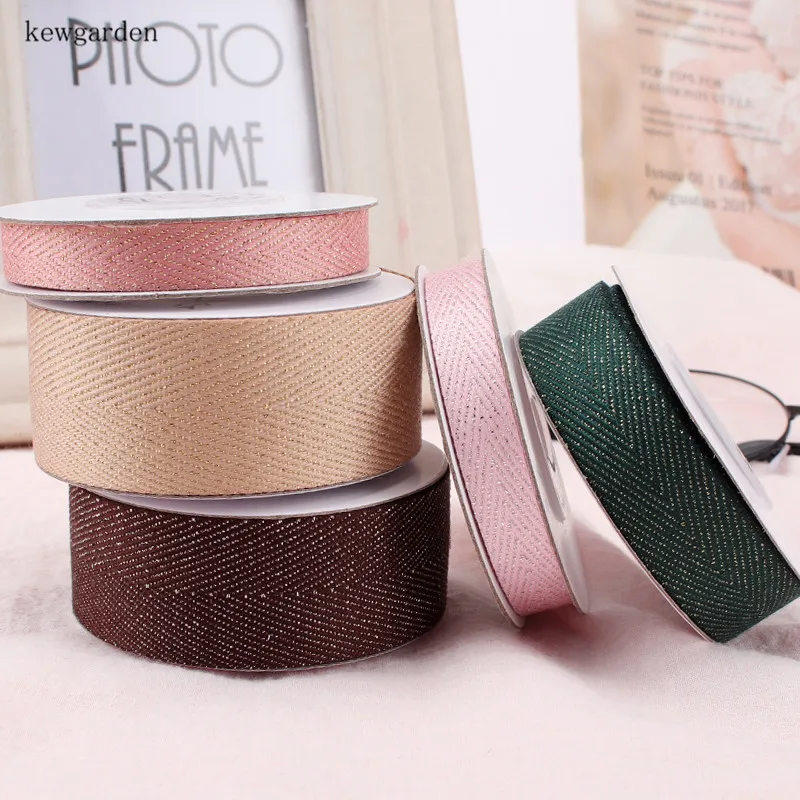 

Kewgarden 1" 5/8" 3/8" Gold Wire Polyester Satin Ribbons Packing Ribbon Handmade Tape DIY Bowknot Ribbon Riband 5Meters / roll