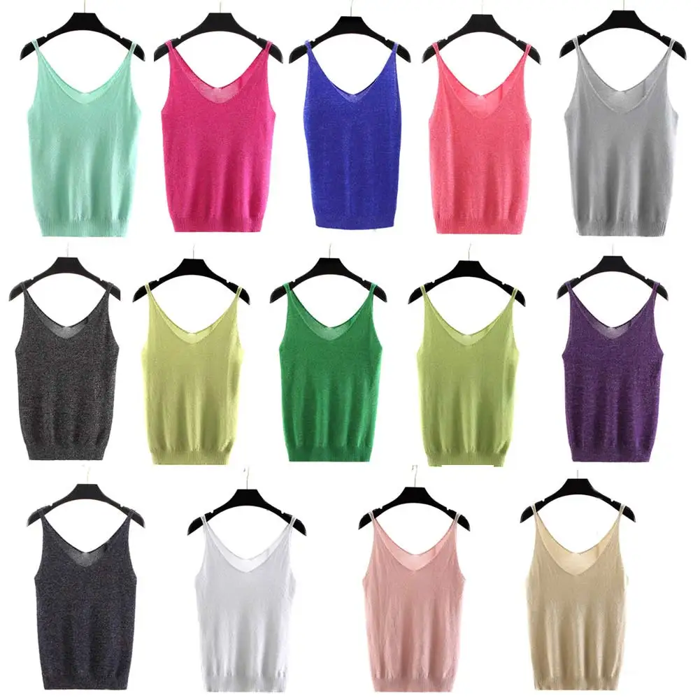 Женский трикотажный топ с блестками и треугольным вырезом | Женская одежда