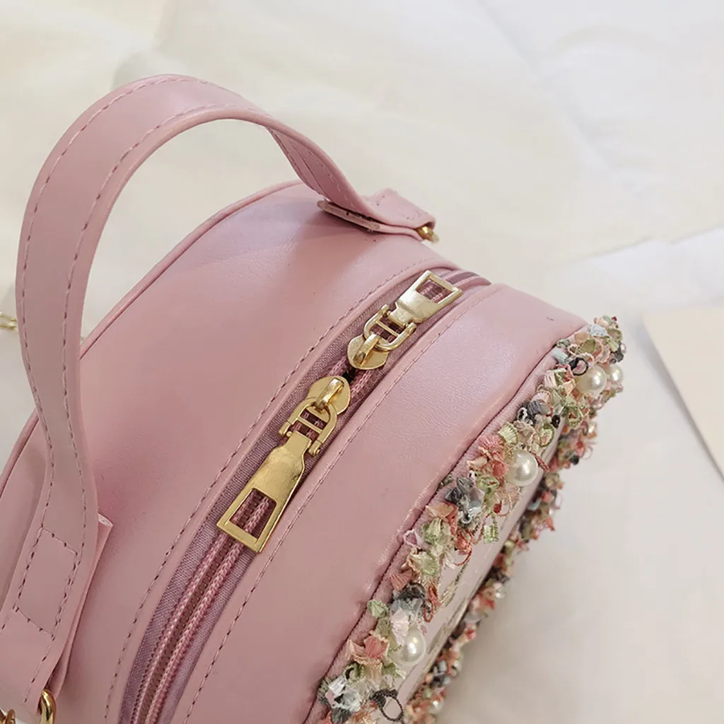 Женская сумка через плечо маленькая круглая из искусственной кожи с верхними