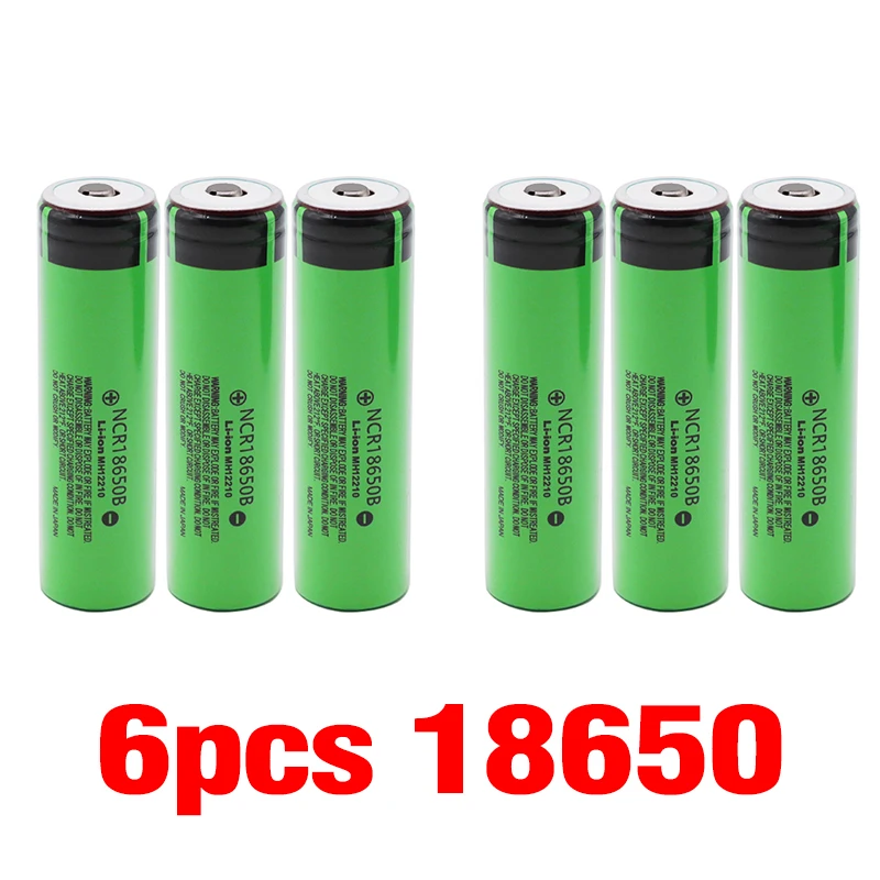 18650 3,7 v 3400 mah литиевая аккумуляторная батарея NCR18650B с заостренным для Panasonic светодиодный светильник батарея - Цвет: 6pcs