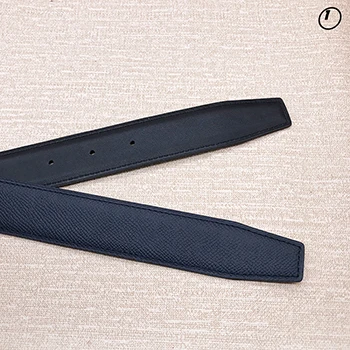 1navy blue Без пряжки, двухсторонний ремень высокого качества для мужчин и женщин, ремень из натуральной кожи, первый слой, 3,2 см - Цвет: 1navy blue