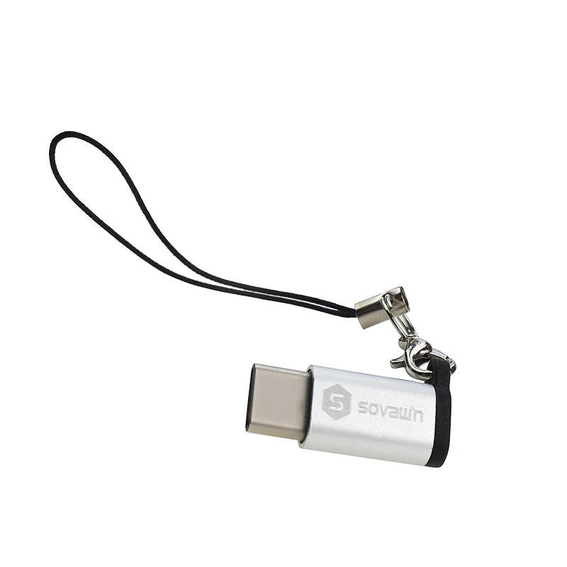 Silver Sovawin алюминий Micro usb тип-c адаптер OTG-кабель для синхронизации данных и зарядки Тип C разъем с брелок для Macbook для Xiaomi - Цвет: Silver