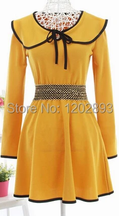 2013 new women lady sweet temperament lotus leaf collar long-sleeved winter dress | Женская одежда