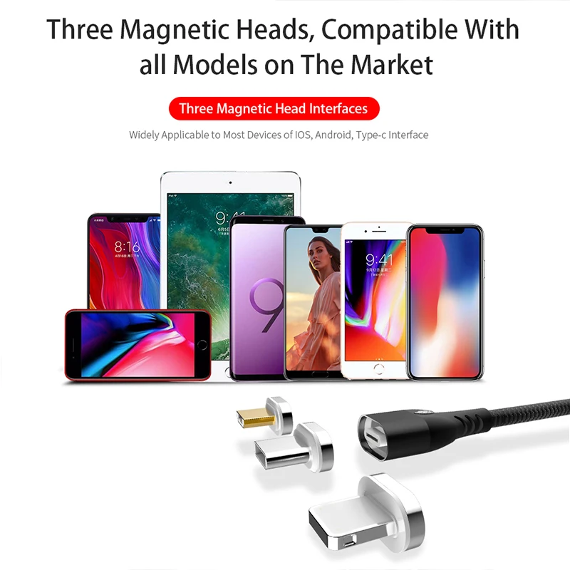 Магнитный кабель Micro USB для iPhone samsung type-c 3A Быстрая зарядка Магнитный адаптер зарядного устройства usb type C кабели для мобильных телефонов