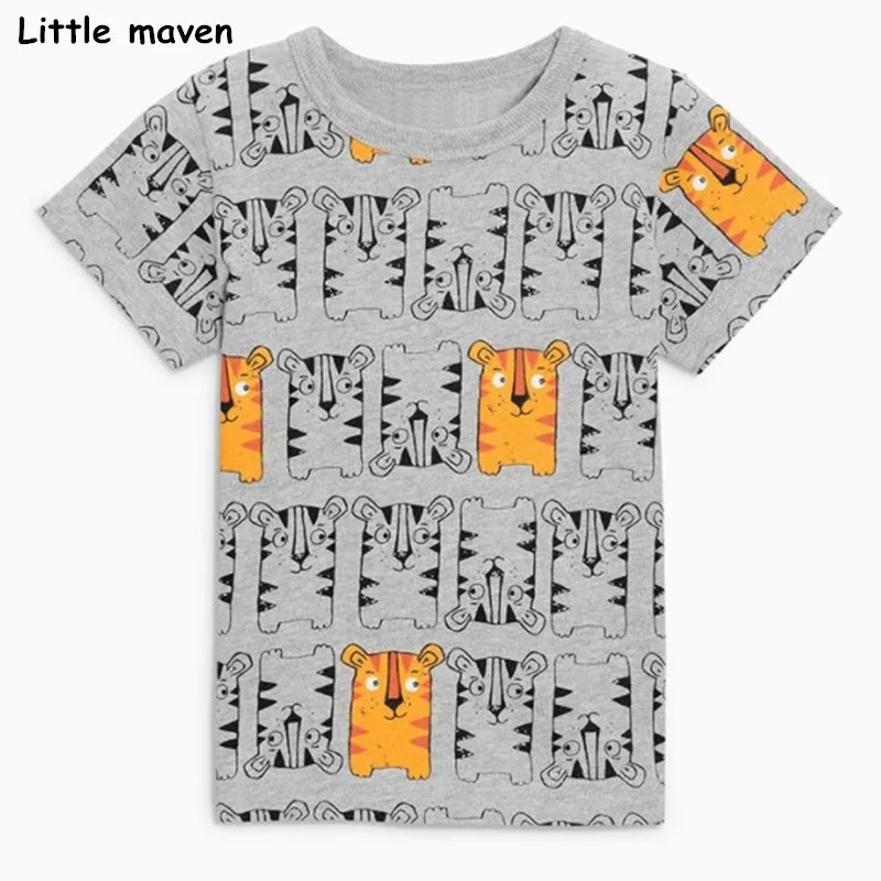 Little maven/детская одежда; коллекция года; летняя одежда для маленьких девочек; футболка с короткими рукавами; топы с принтом животных; брендовая хлопковая Футболка; 50979