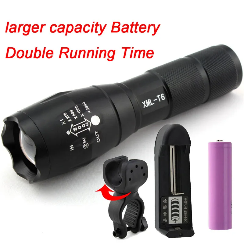 

Bicycle Light Zoomable T6 LED Bike Headlight Lamp Front Flashlight Waterproof lamp + Torch Holder 18650 Battery
