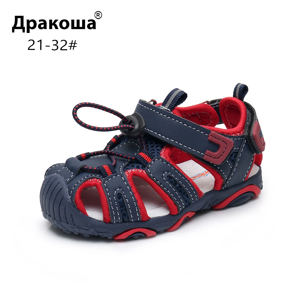 

Apakowa Toddler Little Boys Closed Toe Summer Sandals Kids Quick Drying Pool Beach Running Shoes Sport Sandals with Arch Support