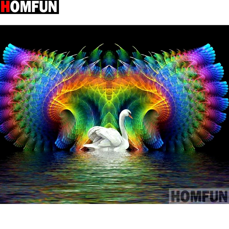 

Алмазная живопись HOMFUN, вышивка крестиком «Белый лебедь», полноразмерная, круглая, для творчества, 5d, стразы, искусство, A13861