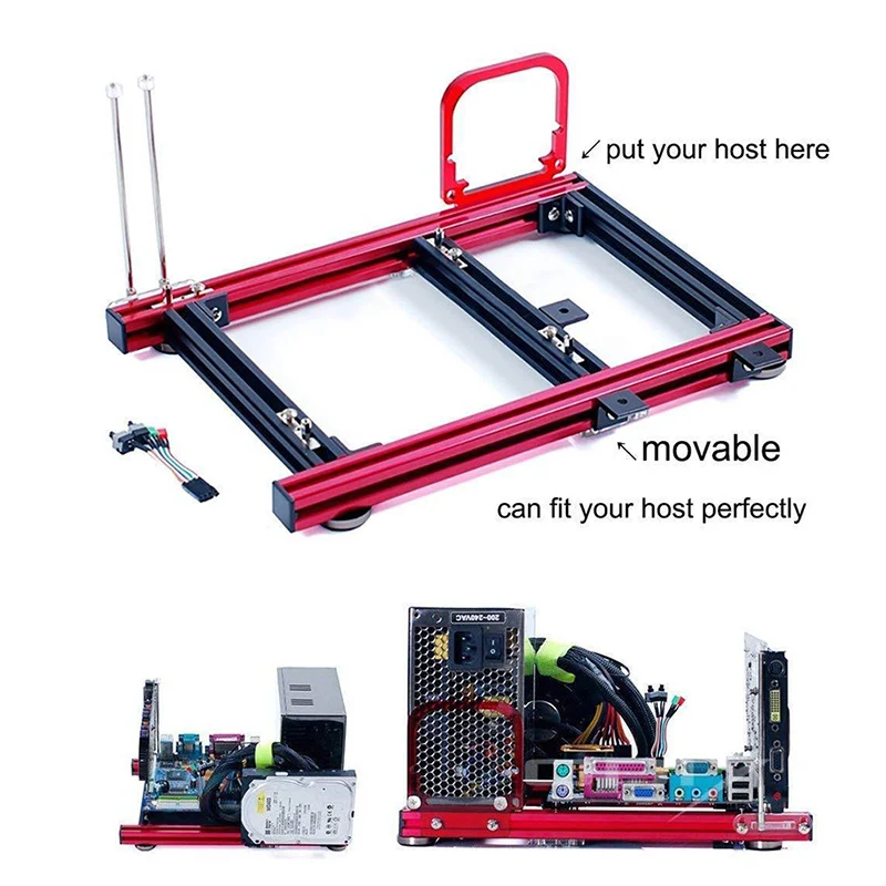 DIY Mini itx/matx/ATX PC Chassis case Aluminum Desktop Open Bare Frame Horizontal Rack game host Box computer mainframe Parts