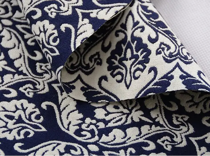 Оптовая продажа синий ретро двусторонняя полиэстер жаккардовая ткань платья