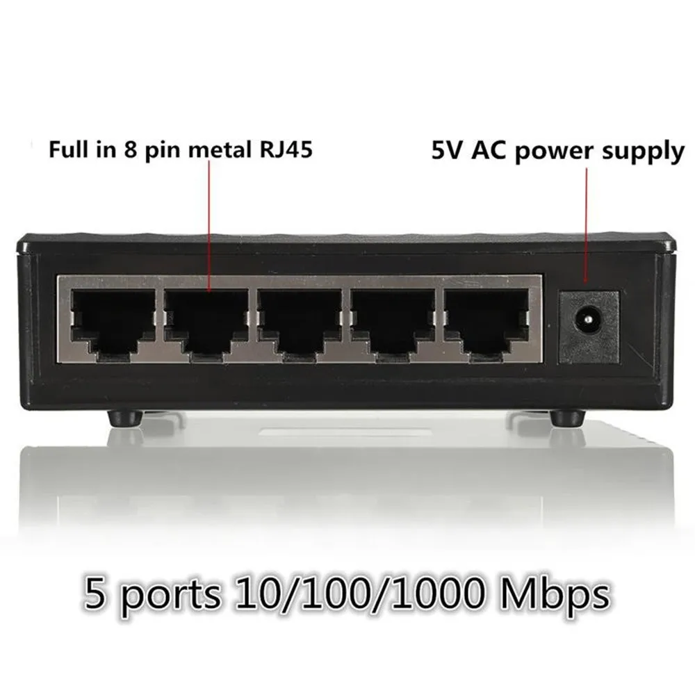 Новый RJ45 мини 5 Порты для быстрой работы в сети этернет на черный Переключатель