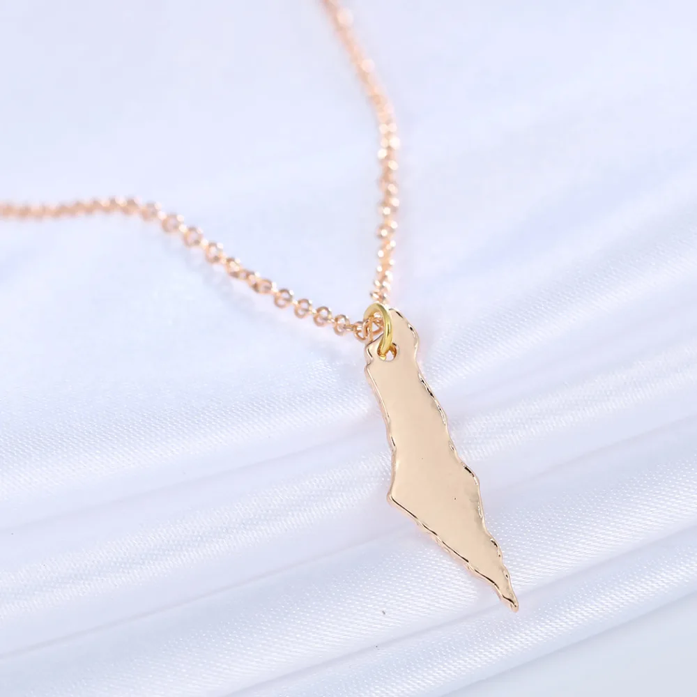 Kinitial 1 шт. цвета: золотистый серебристый карта Израиля Цепочки и ожерелья с