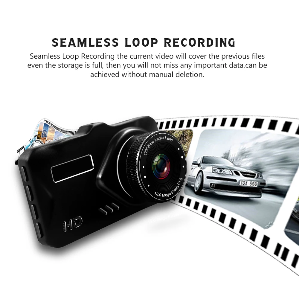 3-дюймовый Видеорегистраторы для автомобилей Двойной объектив Камера петля