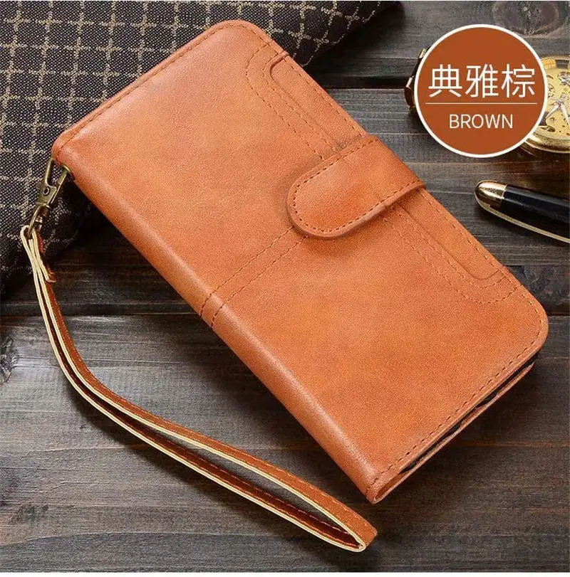Brown 2 в 1 чехол для samsung Galaxy S9 S8 S10 Note 9 8 J7 J5 J3 J6 J4 Чехол-бумажник с откидной крышкой из кожаный чехол-портмоне для huawei P30 P20 Коврики 20 - Цвет: Brown