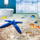 Настенные 3D-обои на заказ, пола с рисунком океана, пляжа, морской звезды, водостойкие обои для детской комнаты, ванной комнаты