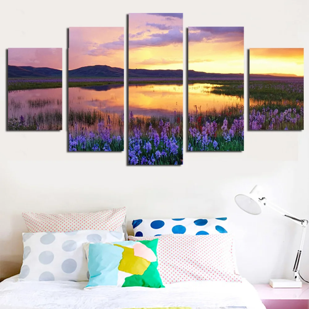 Современная картина маслом без рамы Лаванда на закате Печать холсте модульный