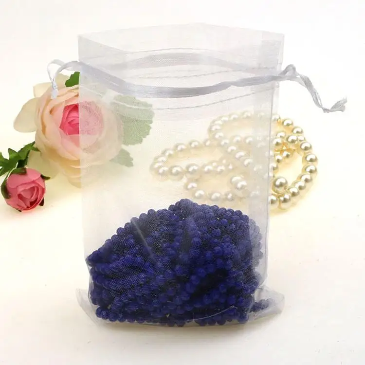 13x18cm White Organza Jewelry Gift Bags Cheap Pouches Wedding Favor Bag Customed Logo Printed 100pcs/lot Wholesale - купить по