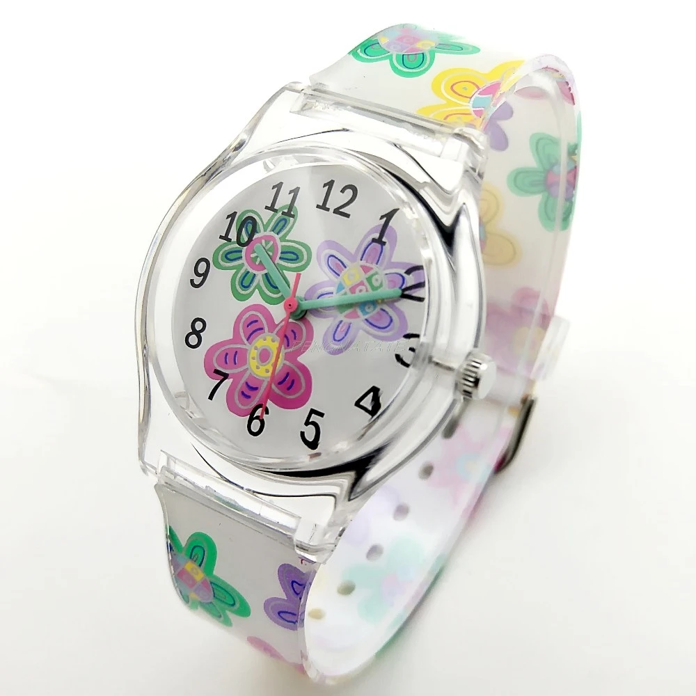 Женские Водонепроницаемые часы с цветочным циферблатом и силиконовым ремешком |